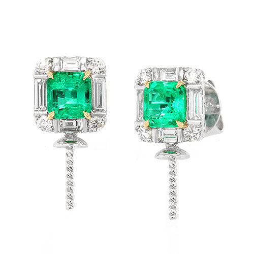 10727 Colombian Emerald Diamond Pearl Earring Findings SOLD